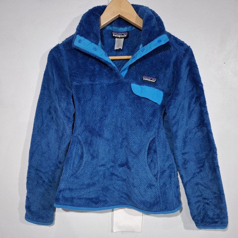 Patagonia Women's Small Blue Re-Tool Snap-T Fleece Pullover Jacket Fall Winter - Picture 2 of 10